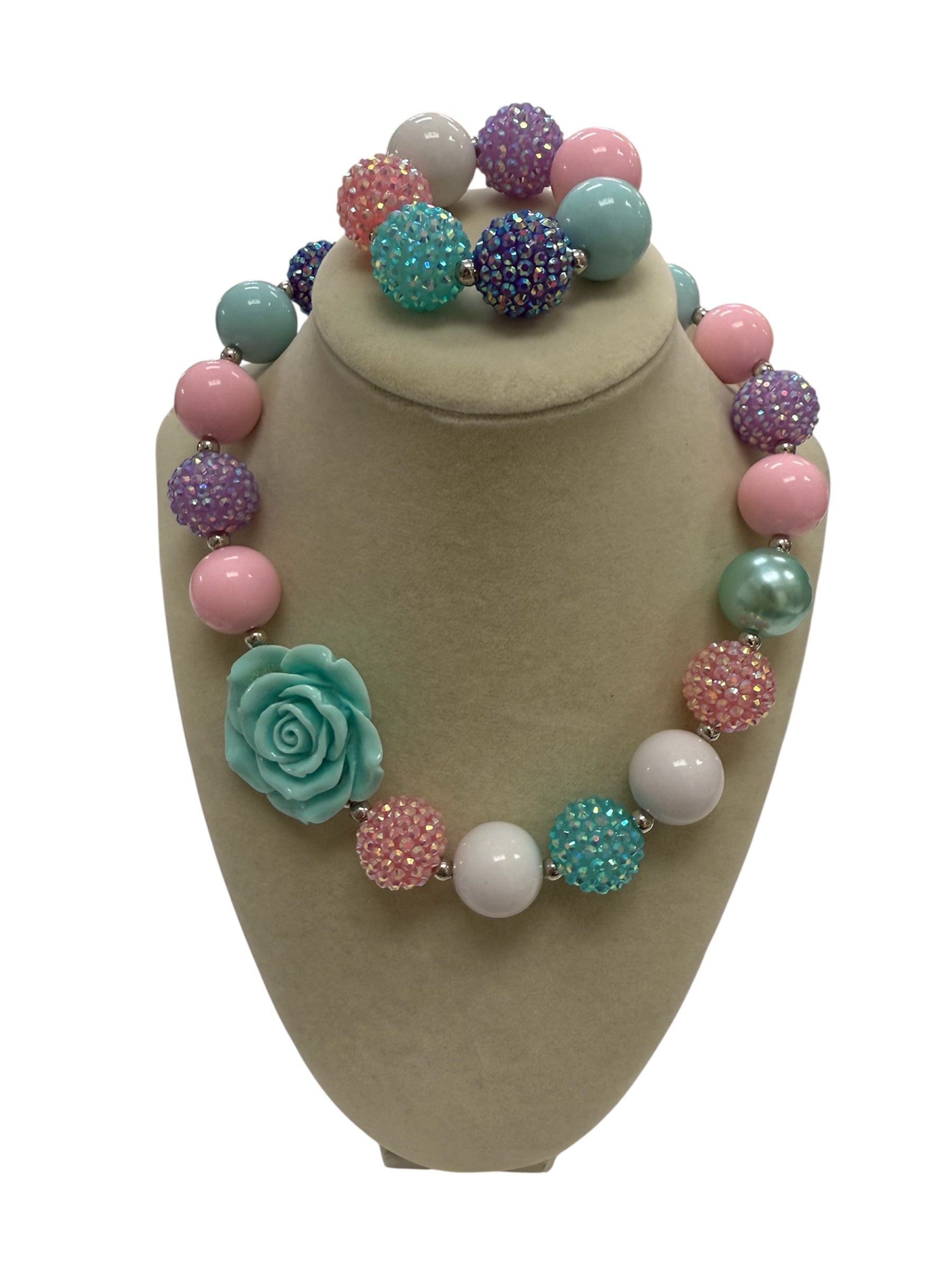 Light blue pink bracelet set